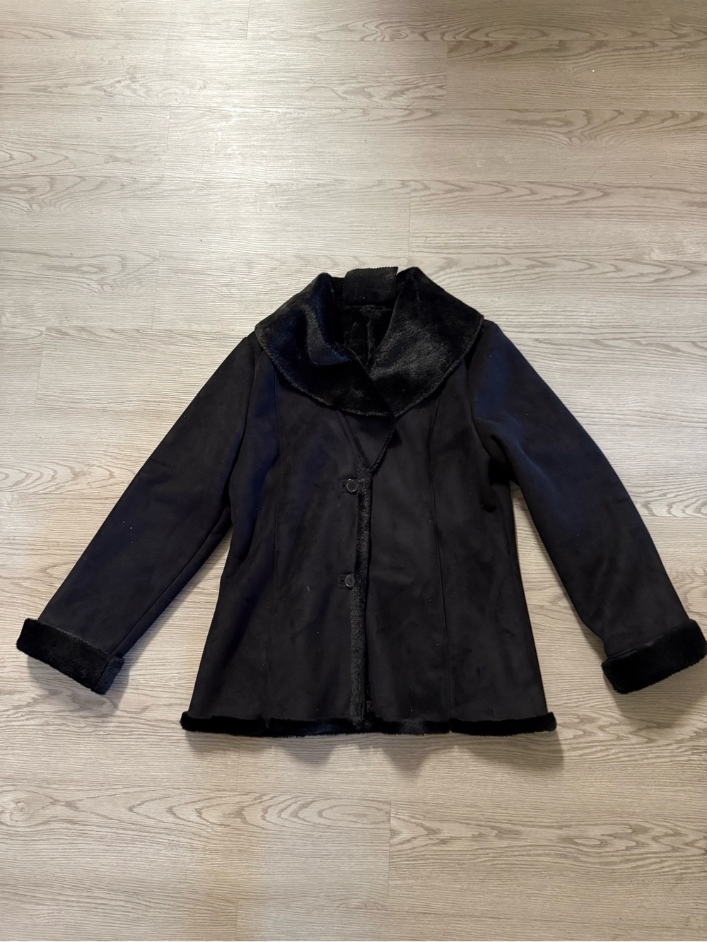 Covington Black Faux Suede and Fur-lined Women's Coat Size  Large  (12-14)